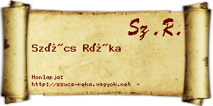 Szűcs Réka névjegykártya